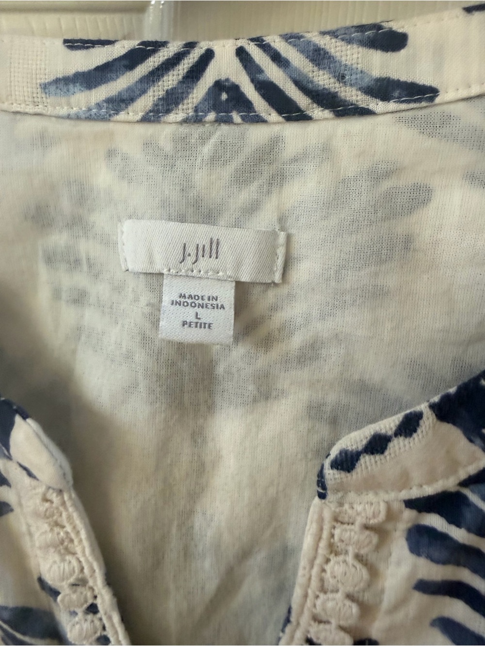 J. Jill White Cotton Dress with Blue Botanical Print - Picture 2 of 8
